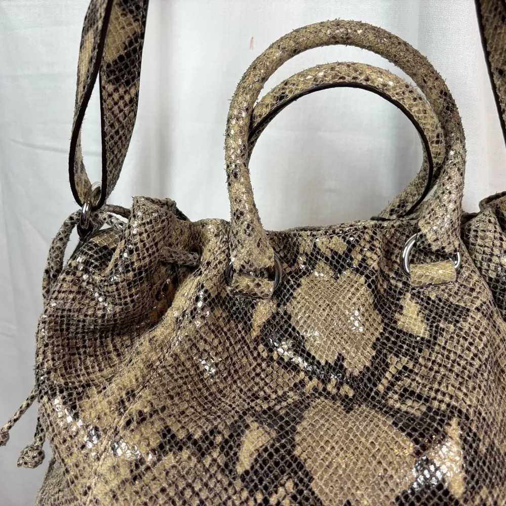 Michael Kors Nolita Snakeskin Embossed Leather Shoulder Bag‎